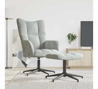 QZZCED Poltrona Relax con Sgabello in velluto grigio chiaro Poltrona Relax girevole a 360° con struttura in acciaio e base a croce per il massimo comfort