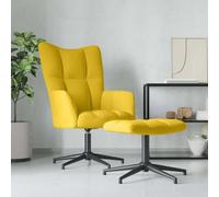 QZZCED Poltrona Relax con Sgabello Velluto Giallo Senape Poltrona Relax Girevole a 360° con Struttura Acciaio e Base Croce per Massimo Comfort