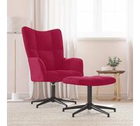 QZZCED Poltrona Relax con Sgabello Velluto Rosso Poltrona Relax Girevole a 360° con Struttura Acciaio e Base Croce per Massimo Comfort