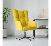 QZZCED Poltrona Relax in Velluto Giallo Senape Poltrona Relax Girevole a 360° con Struttura Acciaio e Base Croce per Massimo Comfort