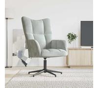 QZZCED Poltrona Relax in Velluto Grigio Chiaro Poltrona Relax Girevole a 360° con Struttura Acciaio e Base Croce per Massimo Comfort