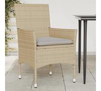 QZZCED Poltrone da giardino con cuscini 2 pz rattan sintetico beige, set di 2 sedie esterne con struttura robusta in acciaio e fodere sfoderabili lavabili per spazi