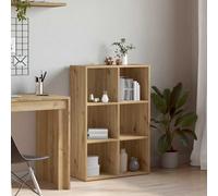 QZZCED Scaffale in legno compensato in rovere artigianale 66 x 30 x 98 cm con 6 scomparti, libreria multifunzionale e credenza decorativa per riporre libri, riviste