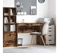 QZZCED Scrivania in rovere fumato 100 x 40 x 76 cm in legno compensato con vano portaoggetti e design moderno per ufficio o casa, superficie liscia ideale per scrivere