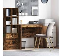 QZZCED Scrivania in rovere fumato 80 x 50 x 76 cm in legno compensato con vano portaoggetti e design moderno per ufficio o casa, superficie liscia ideale per scrivere