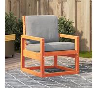 QZZCED Sedia da giardino in legno massello di pino marrone cera 57,5 x 63 x 76 cm, resistente e stabile con braccioli e schienale confortevole, design a doghe per evitare l'accumulo