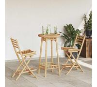 QZZCED Set da bar per esterni in 3 pezzi, pieghevole, in bambù, con sedie e tavolo, design a doghe per durata e comfort, ideale per giardino o terrazza