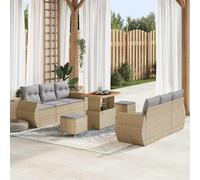 QZZCED Set da giardino 4 divani e 2 sgabelli con tavolo in legno di acacia, set da esterno in polyrattan resistente ai raggi UV e struttura in acciaio, design modulare con cuscini