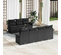 QZZCED Set da giardino modulare 7 pezzi con tavolo in vetro e cuscini in schiuma, mobili da esterno in polyrattan e acciaio per terrazza, design moderno e configurazione