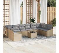 QZZCED Set da pranzo da giardino per 10 persone, moderno set esterno con tavolo e panche in polyrattan resistenti ai raggi UV, design modulare per terrazza o patio con spazi