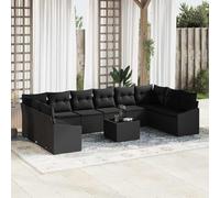 QZZCED Set da pranzo da giardino per 10 persone, moderno set esterno con tavolo e panche in polyrattan resistenti ai raggi UV, design modulare per terrazza o patio con spazi