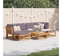 QZZCED Set da salotto da giardino in legno di acacia con cuscini, design modulare e doghe per evitare l'accumulo di acqua, set di mobili da esterno flessibile e confortevole