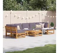 QZZCED Set da salotto da giardino in legno di acacia con cuscini, design modulare e doghe per evitare l'accumulo di acqua, set di mobili da esterno flessibile e confortevole