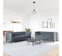 QZZCED Set di 2 divani in velluto grigio scuro tradizionale con design classico e schienale lucido per soggiorno, elegante e accogliente, materiale traspirante e gambe coniche