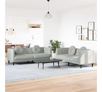 QZZCED Set di 2 pezzi con cuscini in velluto grigio chiaro, design moderno e imbottitura spessa per il massimo comfort, include cuscini rotondi decorativi e gambe