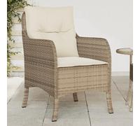 QZZCED Set di 2 poltrone da giardino con cuscini in rattan sintetico, beige, materiale durevole e struttura robusta, per esterni, fodere sfoderabili e lavabili, in acciaio