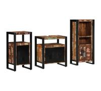 QZZCED Set di 3 mobili da bagno in legno riciclato massiccio con stile industriale e montaggio a parete per decorazione moderna e risparmio di spazio