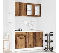 QZZCED Set di 4 armadi da cucina Lione in legno di ingegneria antica con gambe regolabili e ampio spazio per ottimizzare gli spazi di cucina e l'organizzazione