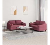 QZZCED Set di divani 2 pezzi, tessuto rosso rosso rosso con cuscini cilindrici, struttura robusta in compensato e metallo, seduta imbottita per il massimo comfort e design moderno