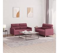 QZZCED Set di divani 2 pezzi, tessuto rosso rosso, struttura robusta in compensato e metallo, cuscini imbottiti per il massimo comfort, ideale per soggiorni e spazi