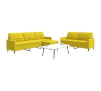 QZZCED Set di divani con poggiapiedi 3 pezzi in tessuto giallo chiaro, struttura robusta in metallo e imbottitura spessa per il massimo comfort, design versatile e durevole per soggiorno