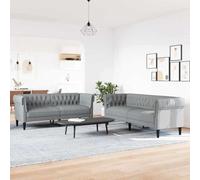 QZZCED Set di divani da 2 pezzi, grigio chiaro, in tessuto tradizionale, elegante e confortevole, per soggiorno, con braccioli imbottiti e design classico, resistente, materiale di qualità