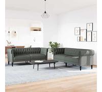 QZZCED Set di divani da 2 pezzi, grigio scuro, in tessuto tradizionale, elegante e confortevole, per soggiorno, con braccioli imbottiti e design classico, durevole, materiale traspirante e facile