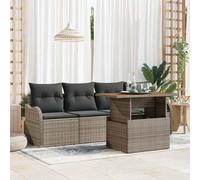 QZZCED Set di divani da giardino con cuscini e tavolo, in polyrattan tessuto e acciaio verniciato a polvere, resistente ai raggi UV, struttura con contenitore, 2 divani con bracci