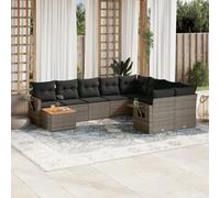 QZZCED Set di divani da giardino con tavolino pieghevole, mobili da esterno in rattan PE e legno di acacia, cuscini con federe sfoderabili, design modulare per terrazze