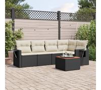 QZZCED Set di divani da giardino con tavolino pieghevole, mobili da esterno in rattan PE e legno di acacia, comodo e modulare per terrazza o patio, cuscini con federe