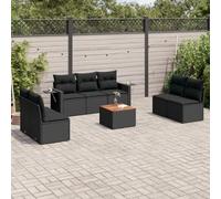 QZZCED Set di divani da giardino con tavolino pieghevole, mobili da esterno in rattan PE e legno di acacia, comodo e modulare per terrazza o patio, cuscini con federe