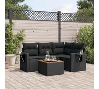QZZCED Set di divani da giardino con tavolino pieghevole, mobili da esterno in rattan PE e legno di acacia, comodo e modulare per terrazza o patio, cuscini con federe