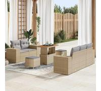 QZZCED Set di divani da giardino con tavolo e stoccaggio, 4 poltrone e 2 sgabelli, struttura intrecciata in polyrattan, resistente ai raggi UV, per terrazze o esterni, design moderno e accogliente