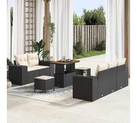 QZZCED Set di divani da giardino con tavolo e stoccaggio, 4 poltrone e 2 sgabelli, struttura intrecciata in polyrattan, resistente ai raggi UV, design rustico moderno, per terrazze o esterni