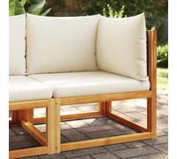 QZZCED Set di divani da giardino in legno di acacia con cuscini e schienale in rattan, mobili da esterno modulari per terrazza o patio, struttura robusta, fodera rimovibile