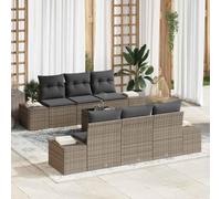 QZZCED Set di divani da giardino in polyrattan con tavolo in vetro e stoccaggio, 6 pezzi per esterni moderni per terrazza e patio, design modulare con cuscini con cerniera e struttura