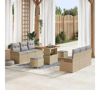 QZZCED Set di divani da giardino moderno, 4 poltrone e 2 posti, con tavolo centrale, mobili esterni in polyrattan e acciaio, con contenitore impermeabile, per terrazza e patio, design