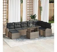 QZZCED Set di divani da giardino moderno con cuscini integrati, set di mobili esterni in polyrattan resistente ai raggi UV, design modulare con tavolo e pouf per terrazza