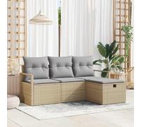 QZZCED Set di divani da giardino moderno con divano centrale, 2 poltrone e pouf di stoccaggio, robusto polyrattan e telaio in acciaio verniciato a polvere per terrazza