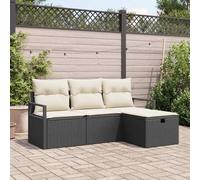 QZZCED Set di divani da giardino moderno con divano centrale, 2 poltrone e pouf di stoccaggio, robusto polyrattan e telaio in acciaio verniciato a polvere per terrazza