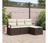 QZZCED Set di divani da giardino moderno con divano centrale, 2 poltrone e pouf di stoccaggio, robusto polyrattan e telaio in acciaio verniciato a polvere per terrazza