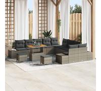 QZZCED Set di divani da giardino modulari con cuscini, 4 divani laterali, 6 posti centrali, 2 sgabelli lunghi e tavolino, polyrattan e acciaio verniciato a polvere, resistente