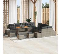 QZZCED Set di divani da giardino modulari con cuscini, 4 divani laterali, 6 posti centrali, 2 sgabelli lunghi e tavolino, polyrattan e acciaio verniciato a polvere, resistente