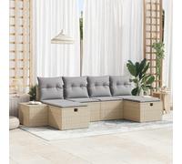 QZZCED Set di divani da giardino modulari con deposito nascosto e poggiapiedi, set di 4 pezzi in polyrattan resistente ai raggi UV per esterni, configurazione flessibile