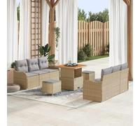 QZZCED Set di divani da giardino modulari in polyrattan con tavolo e sgabelli, 4 divani a braccio e 2 posti centrali con stoccaggio, design moderno per esterni