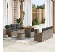 QZZCED Set di divani da giardino modulari in polyrattan con tavolo e sgabelli, 4 poltrone e 2 posti con stoccaggio, regolabile e resistente, per esterni, design moderno