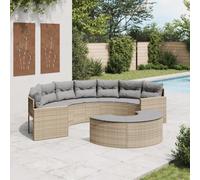 QZZCED Set di divani da giardino semi-circolari con cuscini e poggiapiedi, mobili da esterno in rattan PE resistente alle intemperie, per terrazza o patio, con fodere sfoderabili