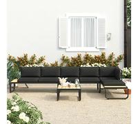 QZZCED Set di divani e tavolo da esterno in alluminio WPC resistente alle intemperie, con cuscini di seduta e schienale per spazi interni o esterni, facile montaggio