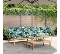 QZZCED Set di divani in pallet in legno di acacia con tavolo e 2 divani modulari per esterni, mobili da giardino durevoli con cuscino imbottito e schienale confortevole