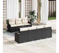 QZZCED Set di divani modulari da giardino, 7 pezzi, in polyrattan e acciaio in polvere, mobili moderni con tavolo e sedie per relax all'aperto, resistente ai raggi UV e al clima